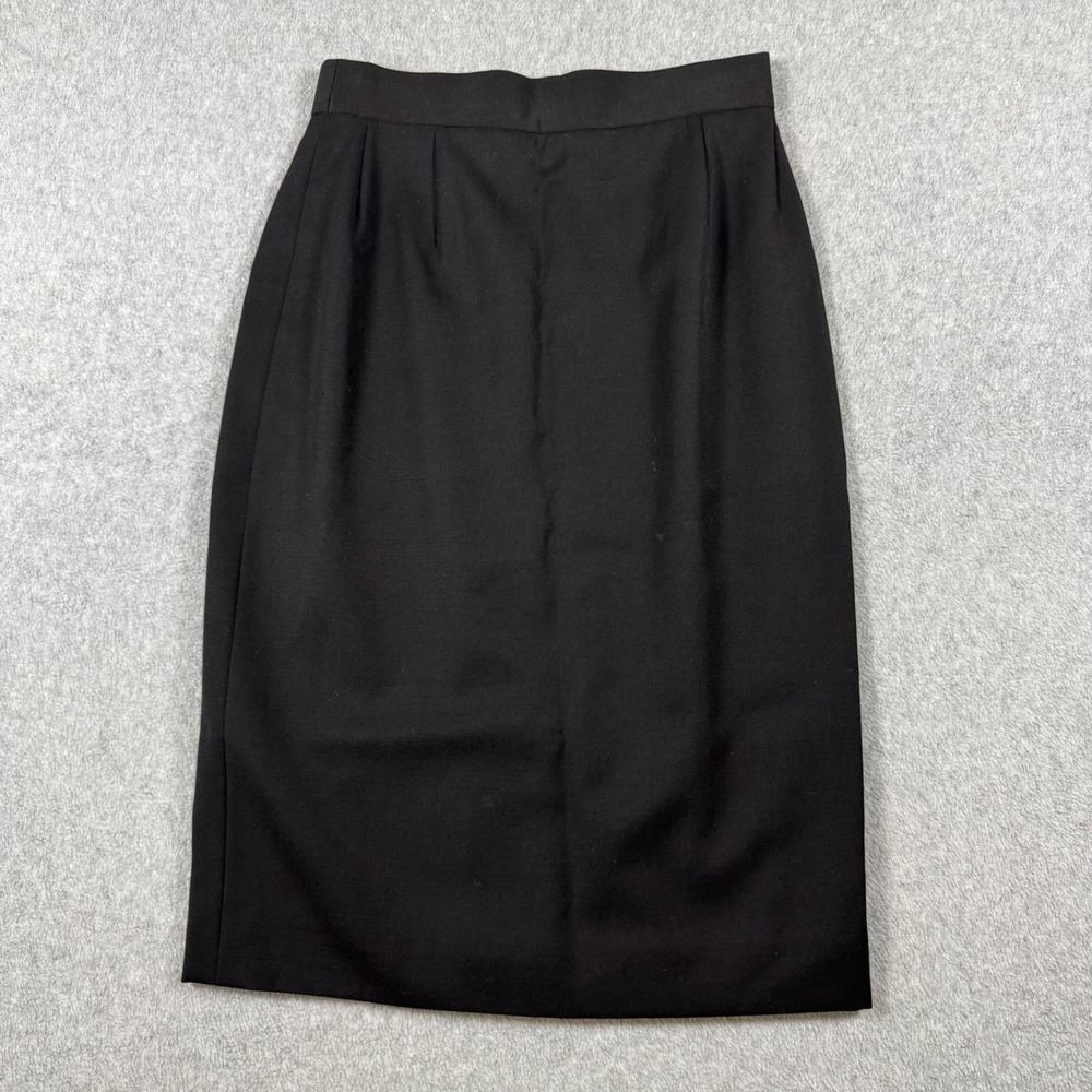 Escada Pencil Skirt Women Black Margaretha Ley Pure New Wool Vintage Germany 34